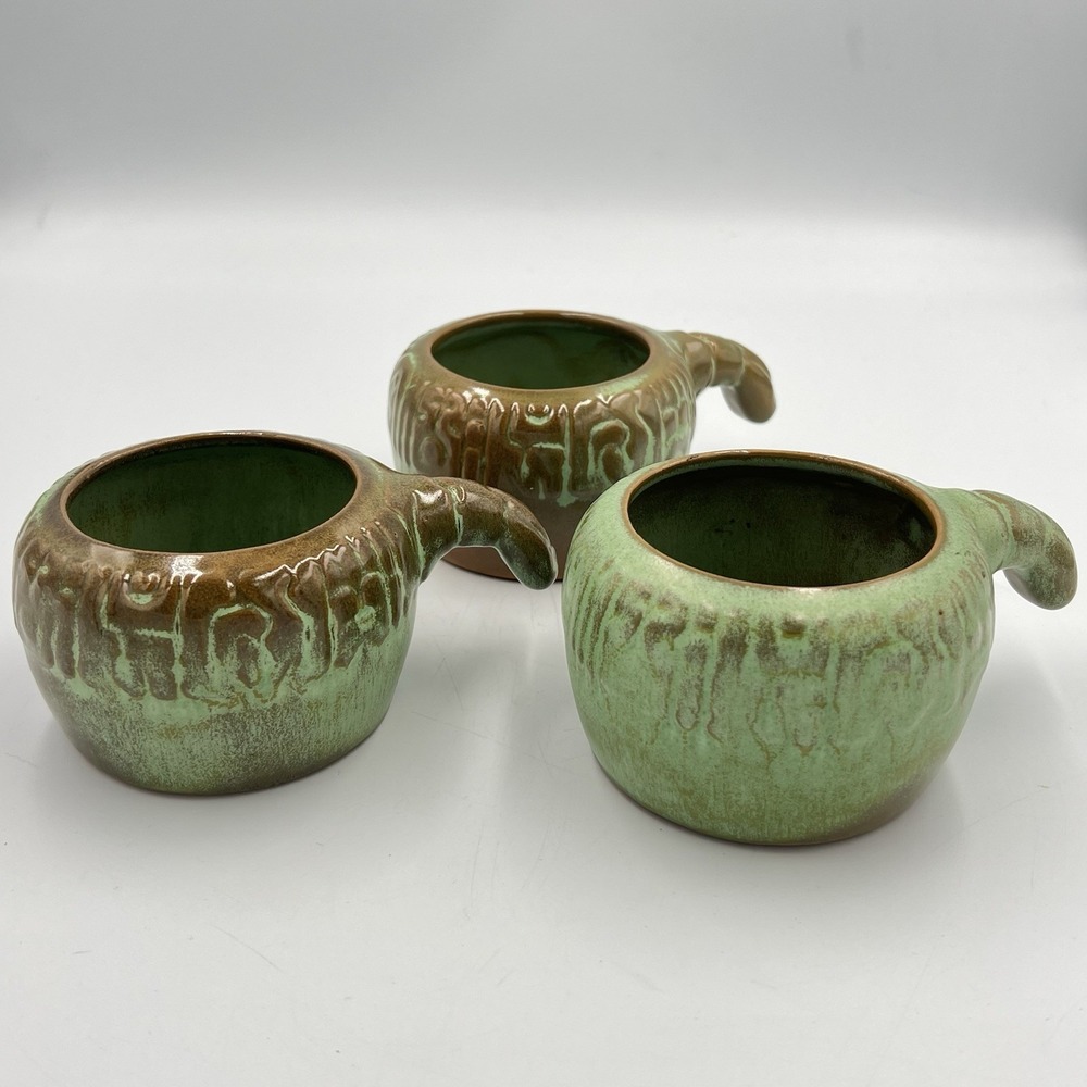 Frankoma 7U Desert Mayan Aztec Soup Mug Cups Vintage Lot‎ of 3 2.5" Brown
